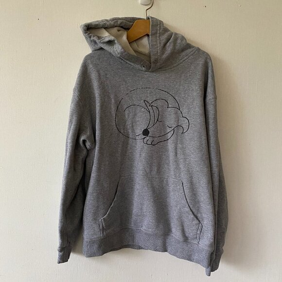 Ascolour Hoodie Womens Medium Sweatshirt Gray Dog Graphic Cozy Pullover - Picture 1 of 5